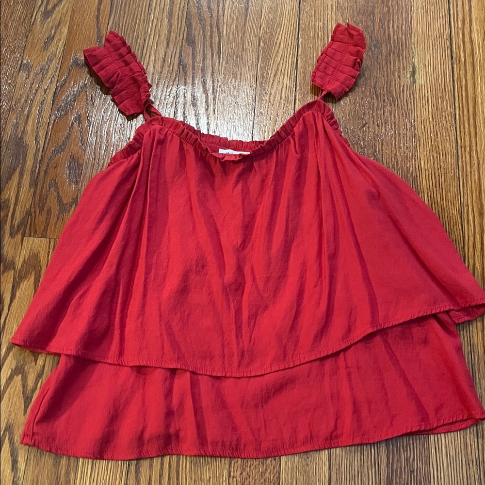 Hayden Vibrant Red Ruffled Top